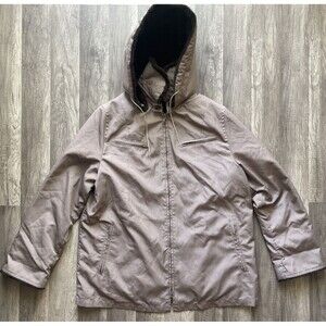 VTG Brown Faux Fur Lined Trench Coat Full Zip Pockets USA UNION MADE Sz 16